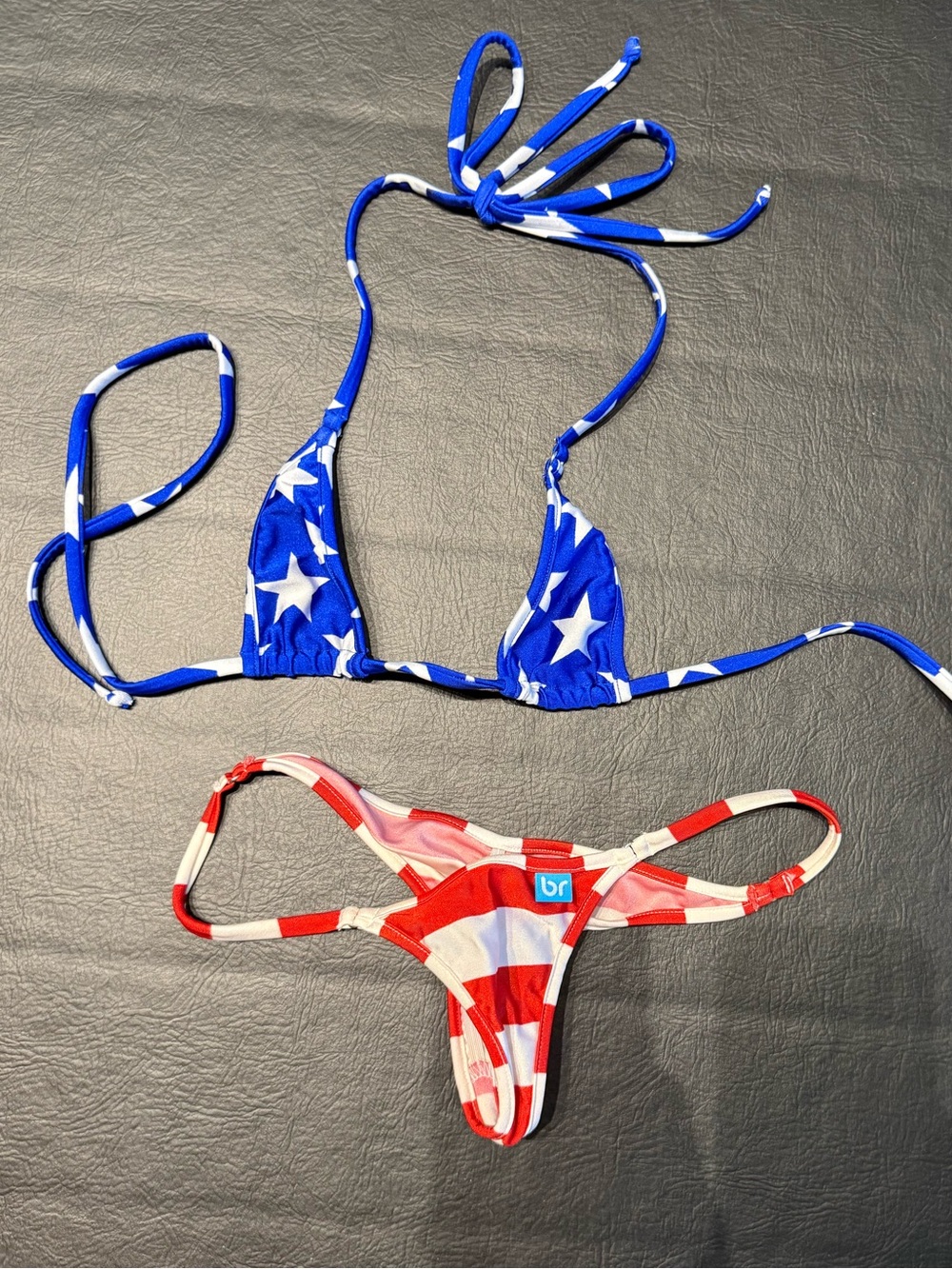 Two-Piece Flag Print Bikini - XS
